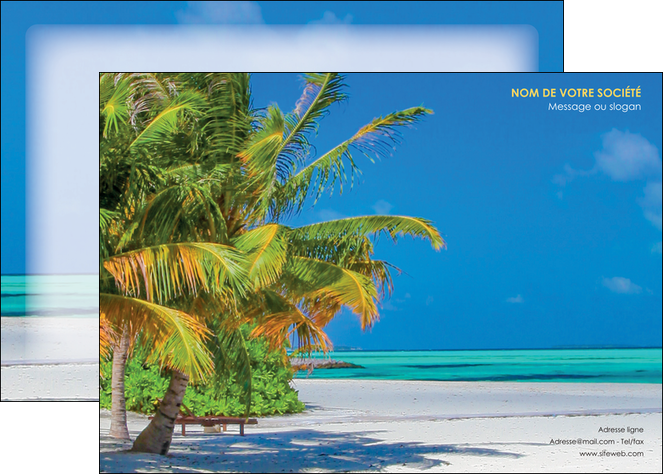 personnaliser modele de affiche paysage plage cocotier sable MIFBE37730