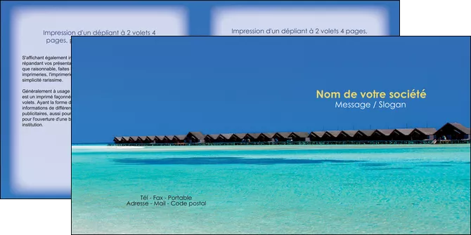 exemple depliant 2 volets  4 pages  sejours plage bungalow mer MIFBE38028