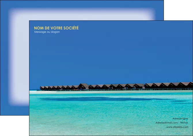 maquette en ligne a personnaliser affiche sejours plage bungalow mer MIFBE38040