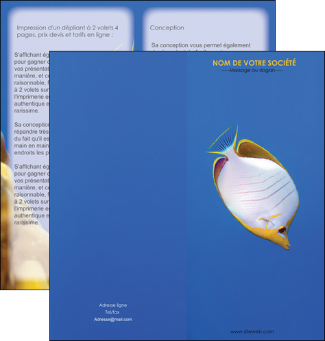 creation graphique en ligne depliant 2 volets  4 pages  poisson et crustace poissons mer ocean MIDCH38882