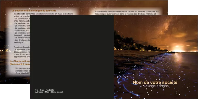 creer modele en ligne depliant 2 volets  4 pages  tourisme  plage bord de mer couche de soleil MLIGLU39224