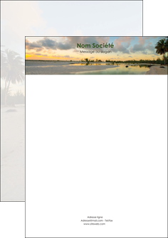 maquette en ligne a personnaliser tete de lettre tourisme  plage bord de mer arbre MID39314