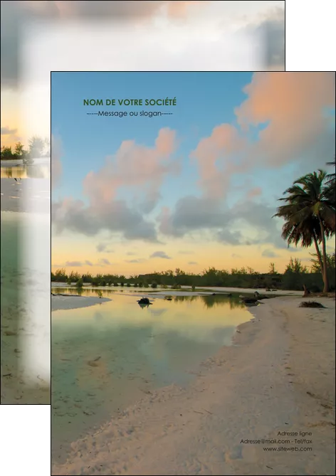 modele flyers tourisme  plage bord de mer arbre MIFBE39320