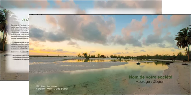 creer modele en ligne depliant 2 volets  4 pages  tourisme  plage bord de mer arbre MID39330