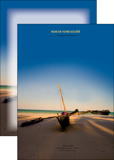 imprimer affiche paysage pirogue plage mer MIDLU39338