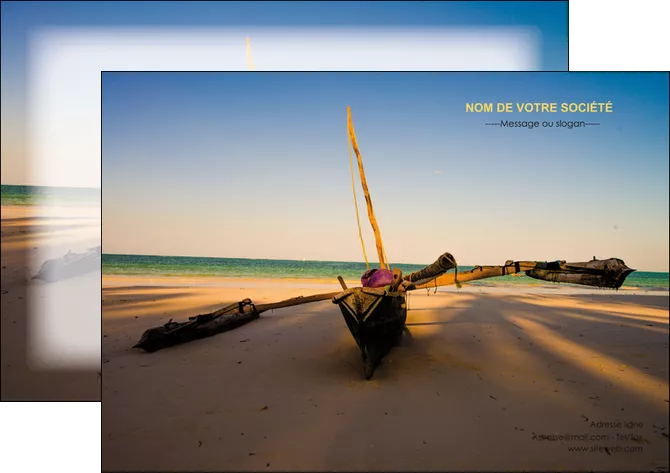 realiser affiche paysage pirogue plage mer MID39340