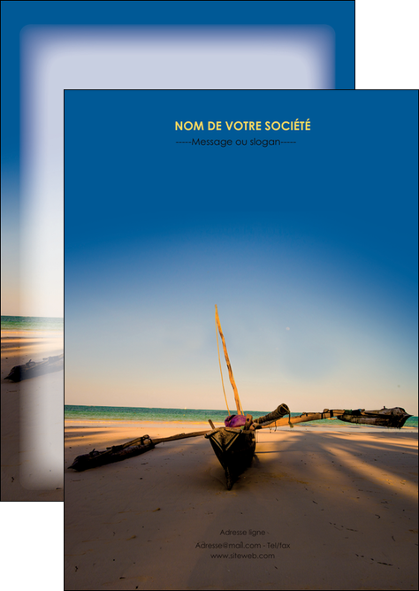 impression flyers paysage pirogue plage mer MIF39344