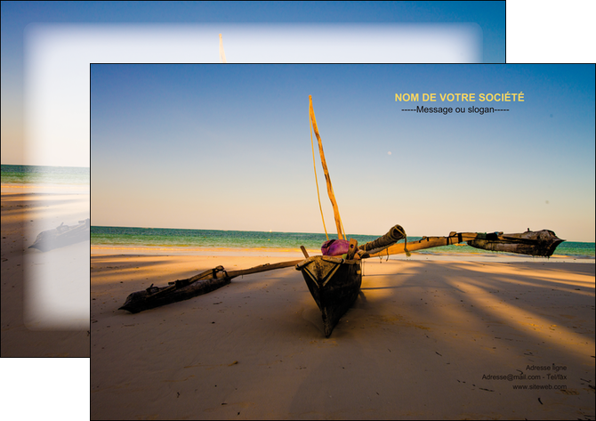 maquette en ligne a personnaliser affiche paysage pirogue plage mer MIDBE39372