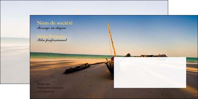 personnaliser modele de enveloppe paysage pirogue plage mer MIS39378