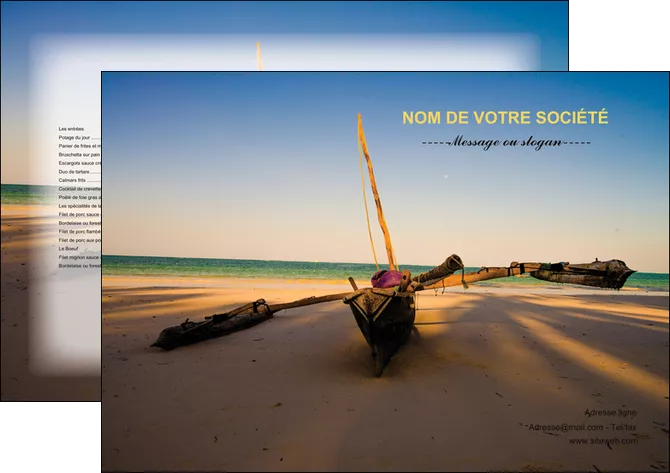 impression set de table paysage pirogue plage mer MIFBE39380