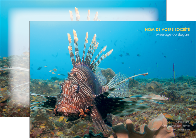 faire modele a imprimer affiche animal poissons animal bleu MLIP39574
