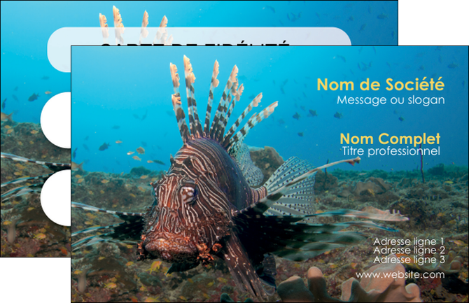 creer modele en ligne carte de visite animal poissons animal bleu MID39590