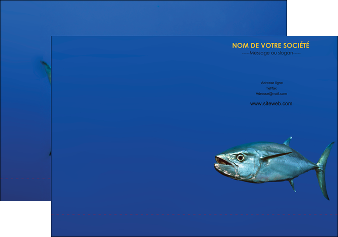 creation graphique en ligne pochette a rabat animal poissons animal bleu MLGI39606