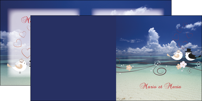 faire depliant 2 volets  4 pages  oiseaux couple doiseaux ciel MLGI39732