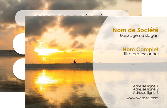 modele carte de visite sejours couche de soleil plage ile MLIP40042