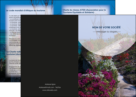 exemple depliant 2 volets  4 pages  fleuriste et jardinage allee des fleurs rue des fleurs fond MLGI40056