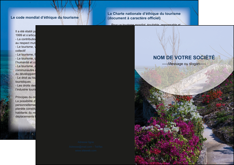 exemple depliant 2 volets  4 pages  fleuriste et jardinage allee des fleurs rue des fleurs fond MLGI40062