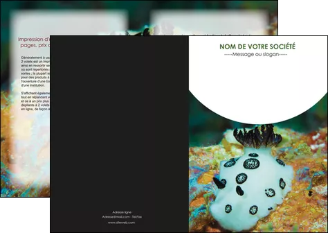 modele en ligne depliant 2 volets  4 pages  animal poisson sous marine nature MIFCH40184