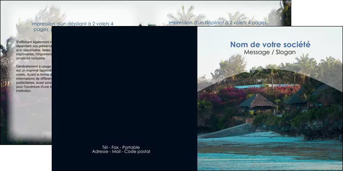 imprimerie depliant 2 volets  4 pages  agence immobiliere maison sur plage immobilier immobilier de luxe MIFBE40262