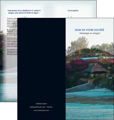 creation graphique en ligne depliant 2 volets  4 pages  agence immobiliere maison sur plage immobilier immobilier de luxe MIFBE40264