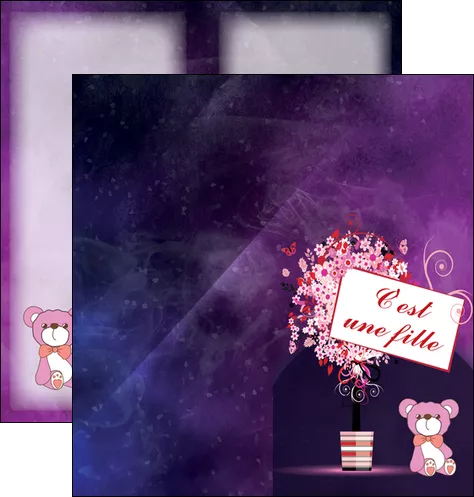 exemple depliant 2 volets  4 pages  violet pot de  fleurs fleurs MID41116