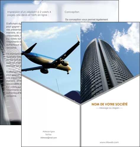 faire depliant 2 volets  4 pages  agence immobiliere immeuble gratte ciel immobilier MLGI42552