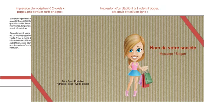 faire depliant 2 volets  4 pages  vetements et accessoires shopping emplette fille MLGI43610