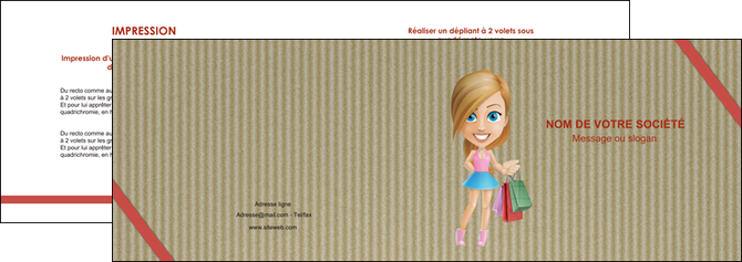 personnaliser maquette depliant 2 volets  4 pages  vetements et accessoires shopping emplette fille MIFCH43624