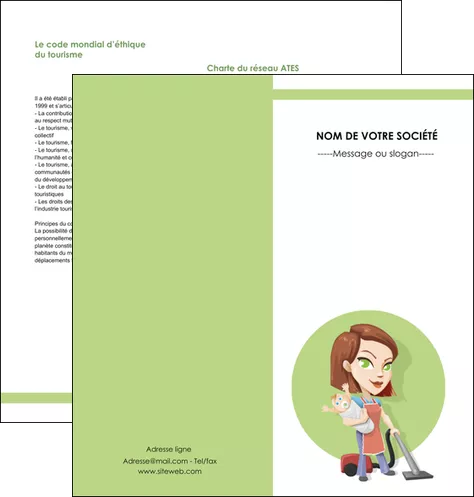 modele en ligne depliant 2 volets  4 pages  agence de placement  femme de menage employe de maison nenene MIFBE44558