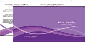 maquette en ligne a personnaliser depliant 2 volets  4 pages  violet fond violet courbes MIF57802