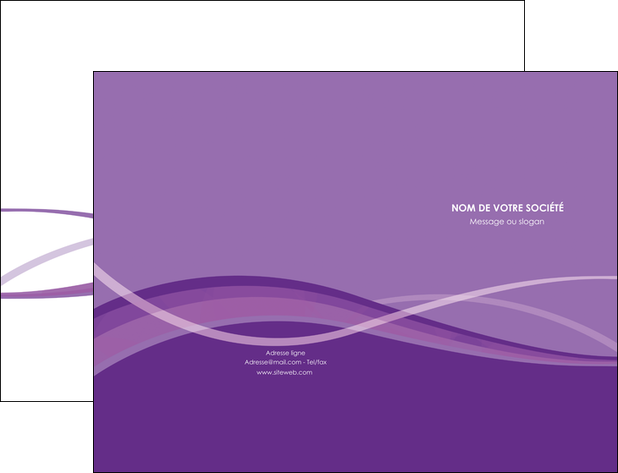 creation graphique en ligne pochette a rabat violet fond violet courbes MLIP57820