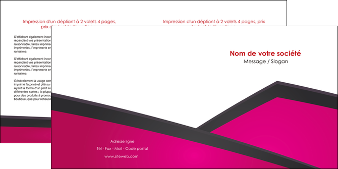 exemple depliant 2 volets  4 pages  fuchsia gris fond fuchsia MLIP57928