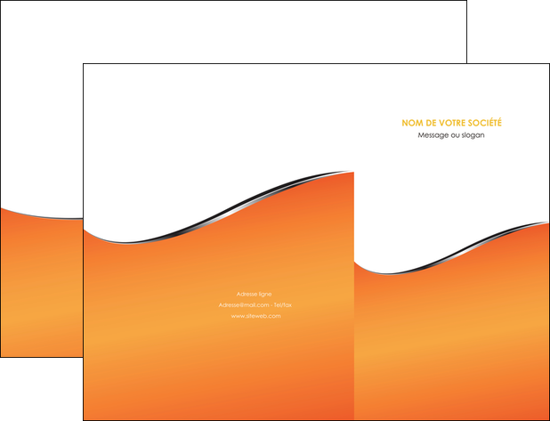 personnaliser modele de pochette a rabat orange gris courbes MIFLU58866