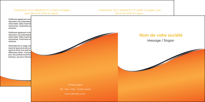 imprimerie depliant 2 volets  4 pages  orange gris courbes MIS58884