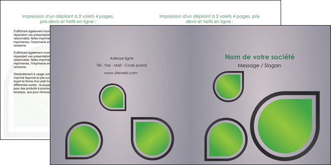 personnaliser maquette depliant 2 volets  4 pages  espaces verts gris vert feuilles MLGI59156