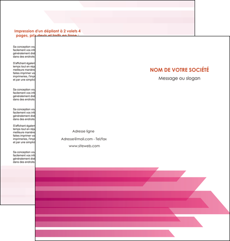 personnaliser modele de depliant 2 volets  4 pages  rose fond rose trait MLGI59668