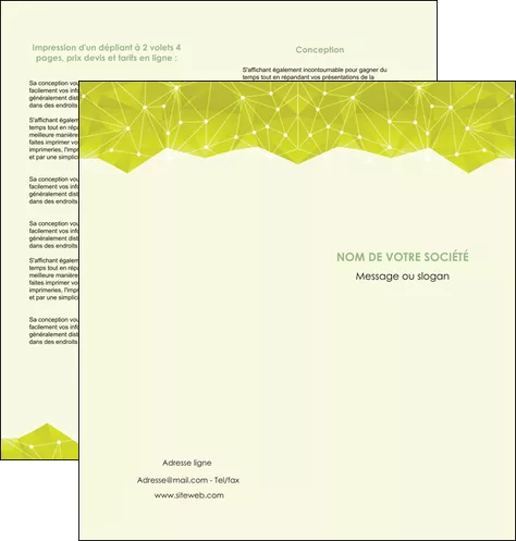 personnaliser maquette depliant 2 volets  4 pages  graphisme vert fond vert colore MLGI60062