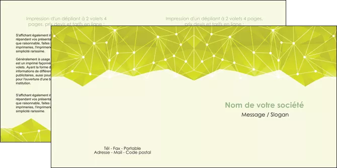 personnaliser modele de depliant 2 volets  4 pages  graphisme vert fond vert colore MIFBE60064