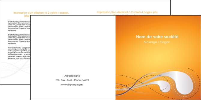 imprimerie depliant 2 volets  4 pages  orange abstrait abstraction MIF62078