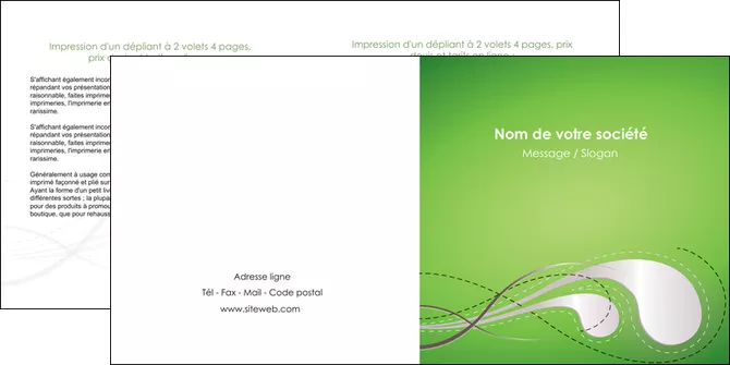 cree depliant 2 volets  4 pages  vert abstrait abstraction MLGI62130