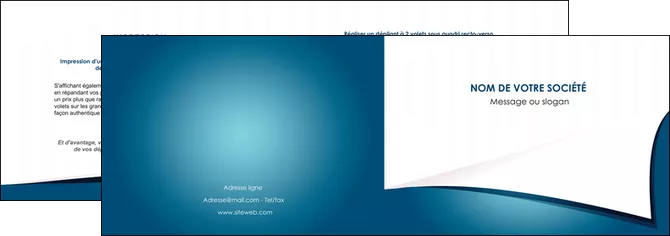 creer modele en ligne depliant 2 volets  4 pages  bleu fond  bleu couleurs froides MIFBE64252