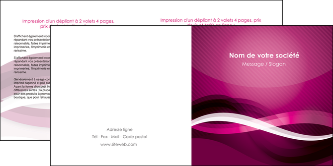 creation graphique en ligne depliant 2 volets  4 pages  violet violet fonce couleur MLIP64544