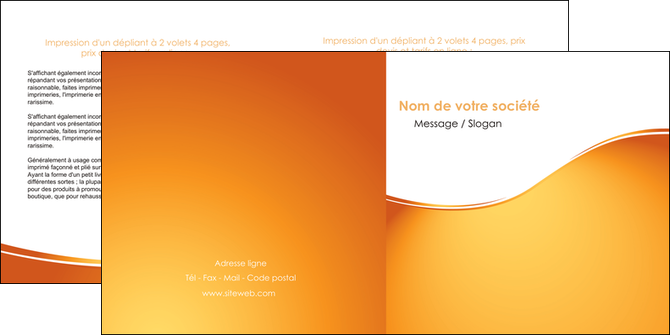 modele en ligne depliant 2 volets  4 pages  orange fond orange fluide MID65458