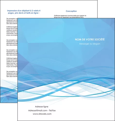 realiser depliant 2 volets  4 pages  bleu bleu pastel fond bleu pastel MID68954
