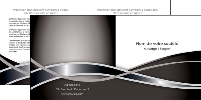 personnaliser maquette depliant 2 volets  4 pages  web design noir fond gris simple MLIP70998