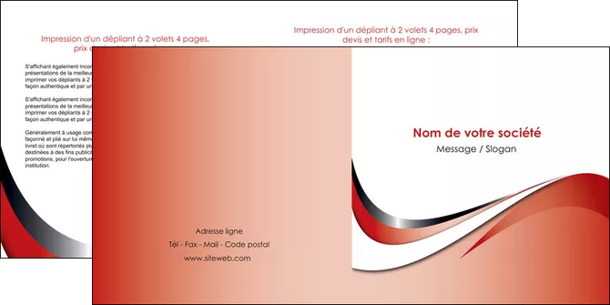 exemple depliant 2 volets  4 pages  web design rouge fond rouge couleur chaude MLGI72132