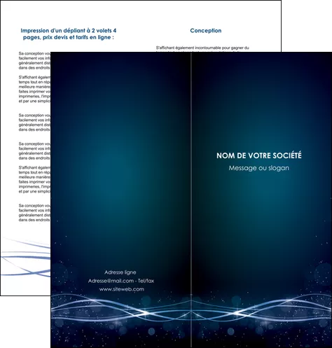 modele en ligne depliant 2 volets  4 pages  fond  bleu couleurs froides structure en bleu MLGI72360