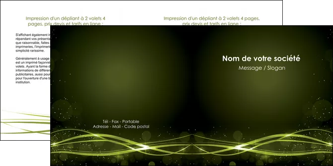 faire depliant 2 volets  4 pages  fond vert structure en vert abstrait MLGI72414