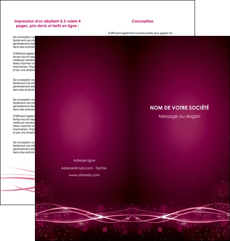 personnaliser maquette depliant 2 volets  4 pages  rose rose fushia couleur MIFCH72464