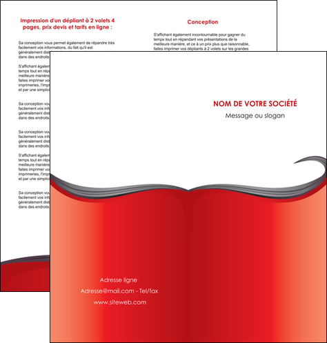 personnaliser maquette depliant 2 volets  4 pages  web design rouge fond rouge bande MLGI74410